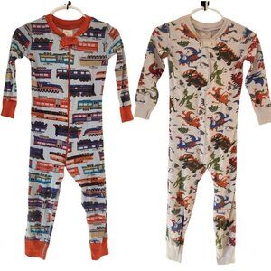 BUNDLE (2) Hanna Andersson Pajamas Full Zip Trains Dragons Toddler Boys 3T